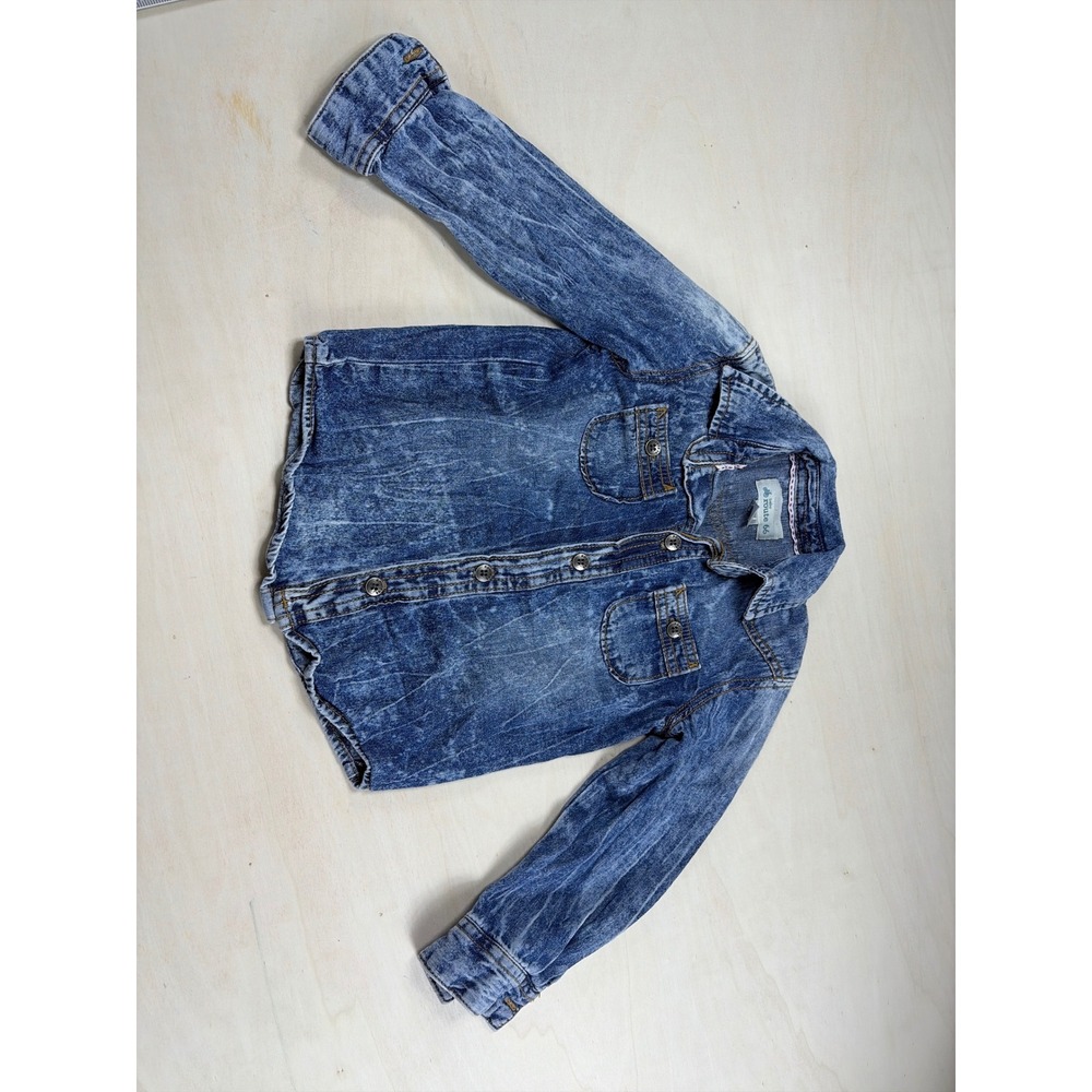 Baby Route 66 Toddler Boys Acid Wash Denim Shirt Blue Long Sleeve 3T Cotton